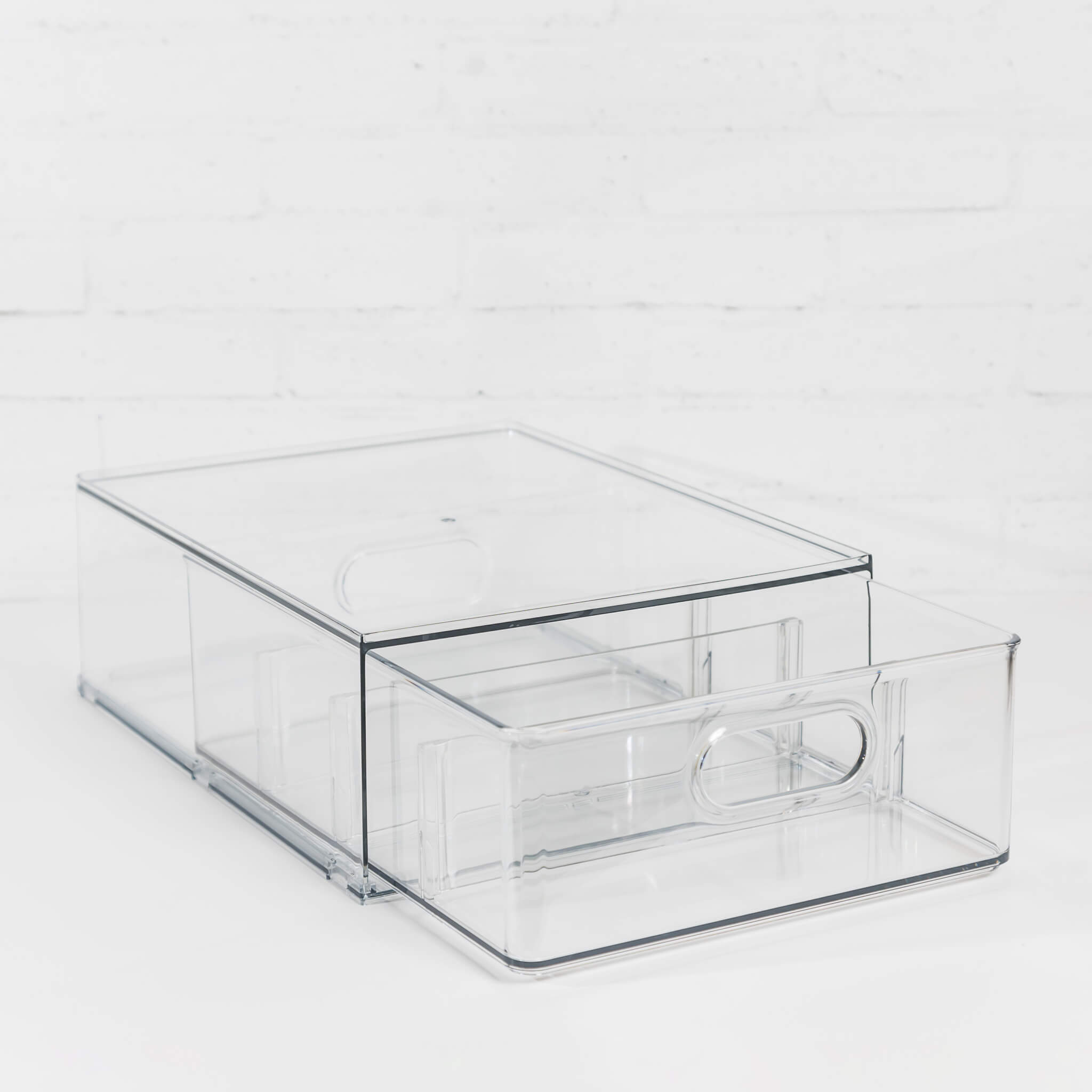 Medium modular storage drawer displayed in a home office, enhancing organisation.