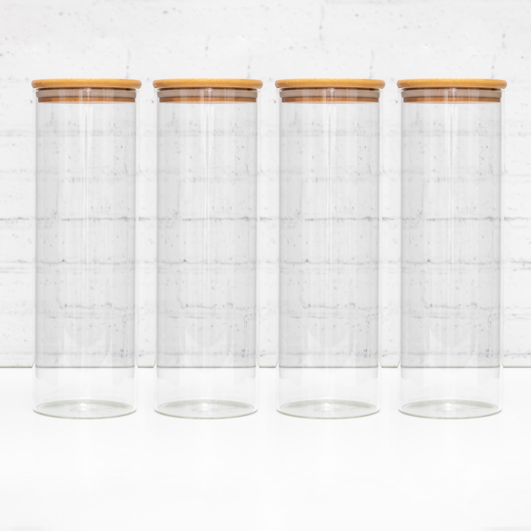 Elegant 1.6L glass canister jar for spaghetti and pasta storage, showcasing a sleek, clear design - Pretty Little Designs.