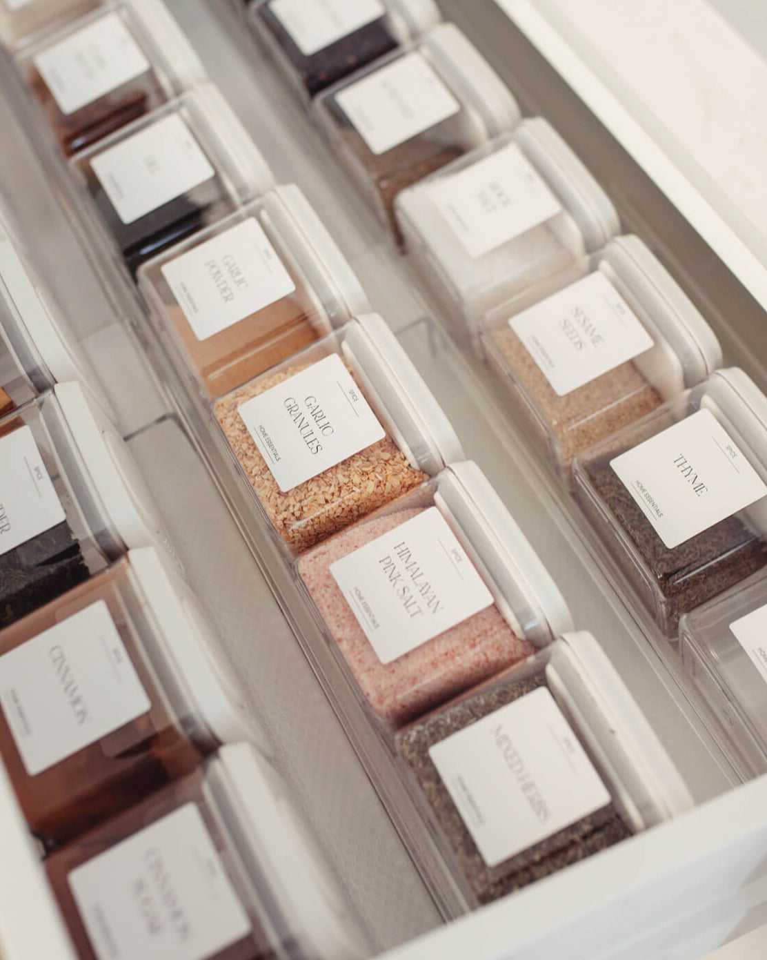 Custom spice jar labels in premium textured vinyl finish