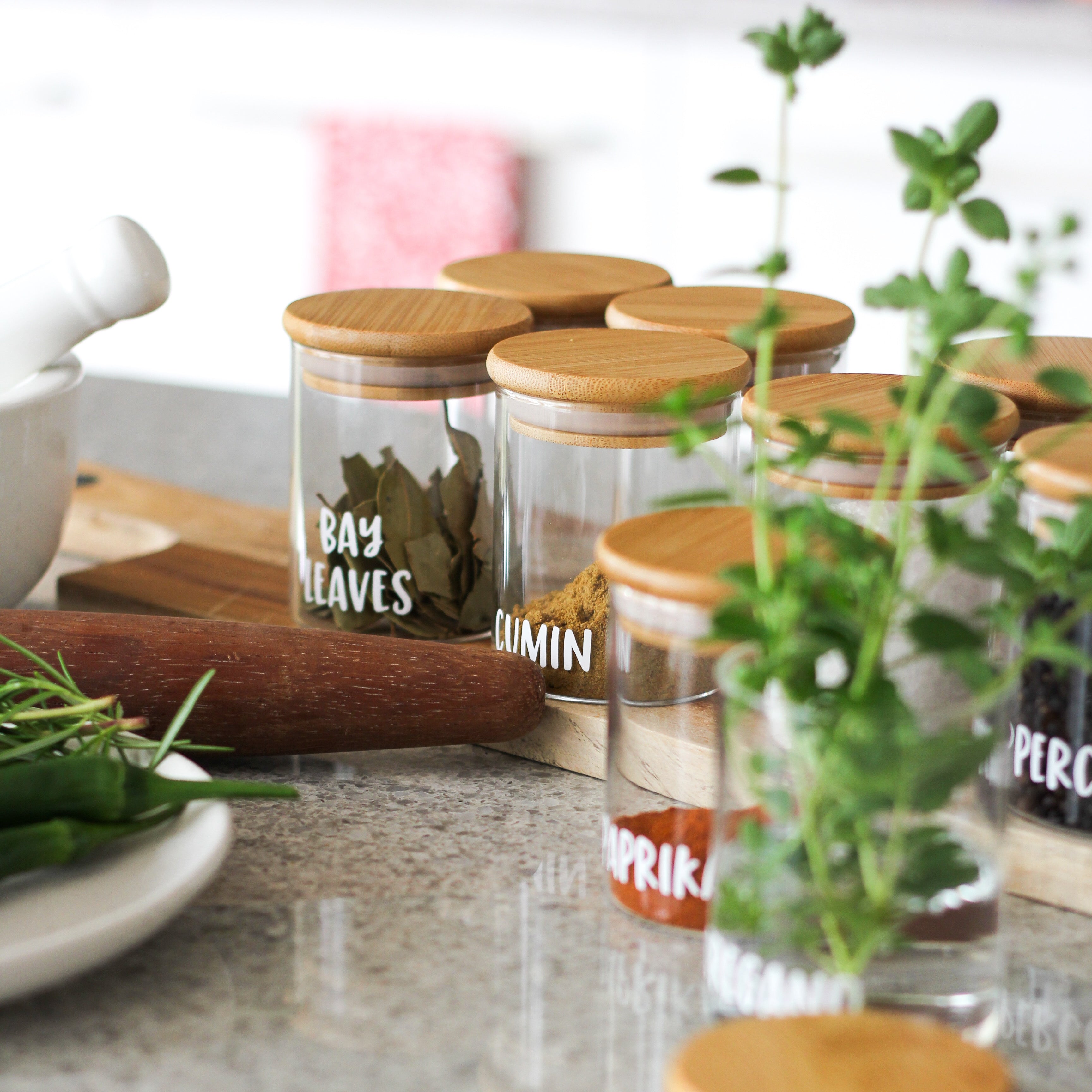 Waterproof vinyl spice labels for long-lasting kitchen organisation.
