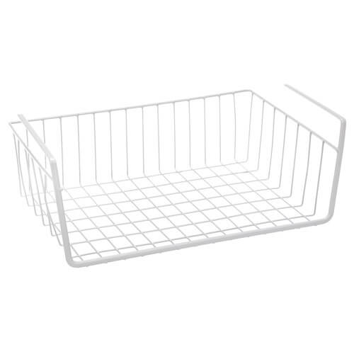 Wire undershelf hanging basket measuring 39cm x 26cm x 14cm for kitchen organisation.