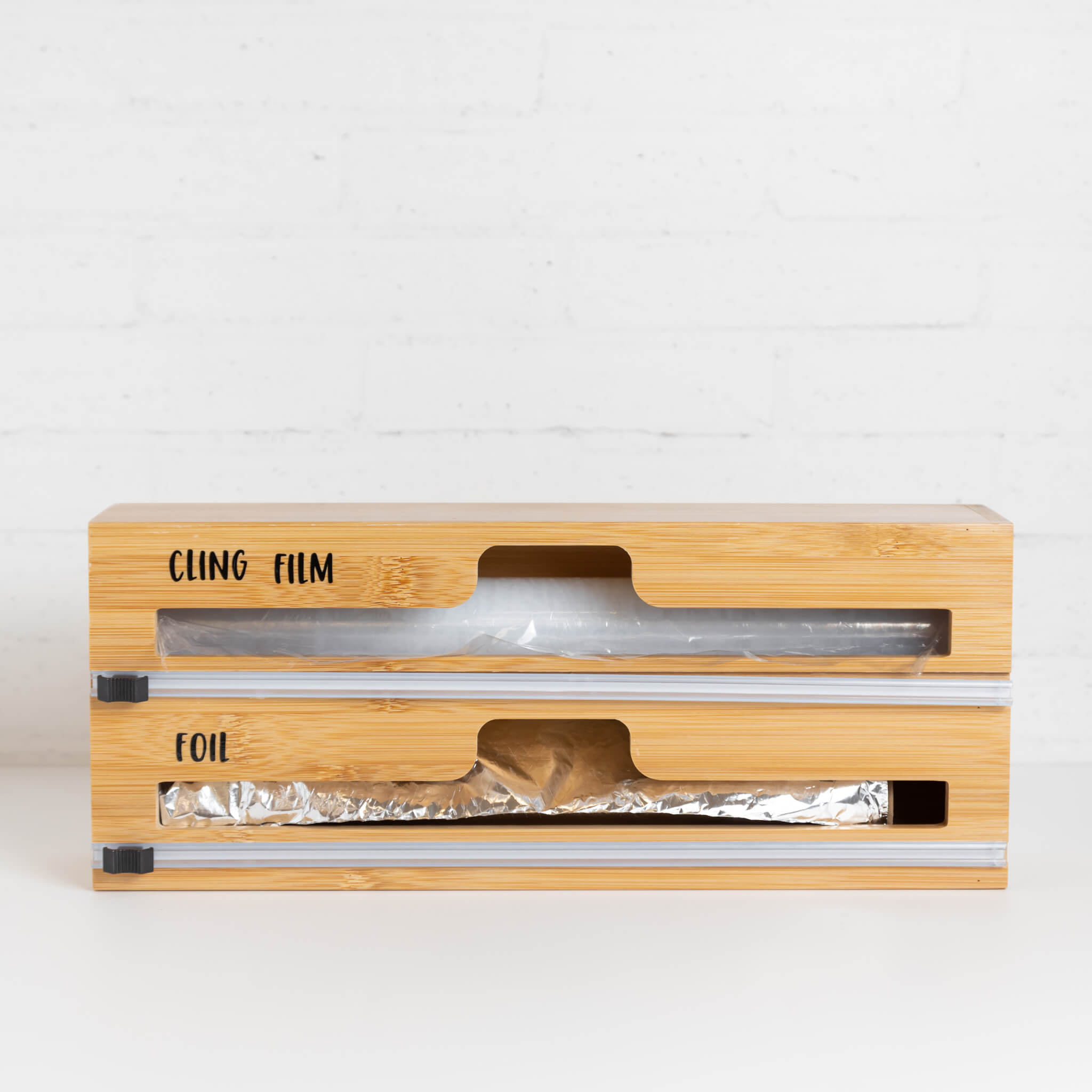 Bamboo Wrap Dispenser for cling film and food wrap.