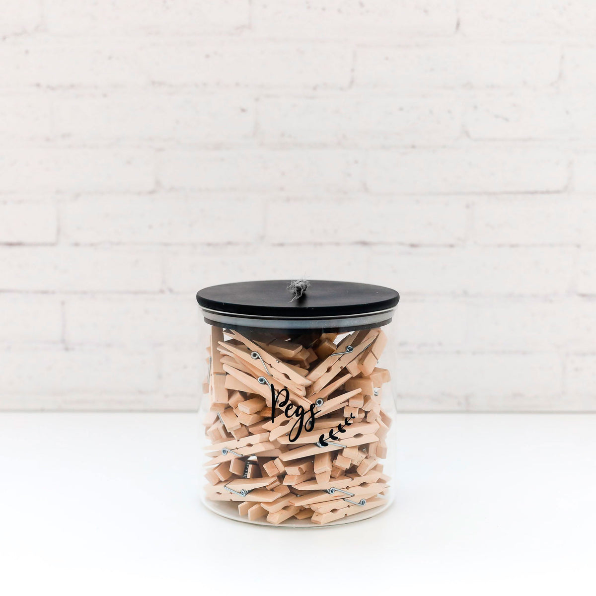 PLD Black Glass Storage Jar with Bamboo string Lid 2.6L Pretty