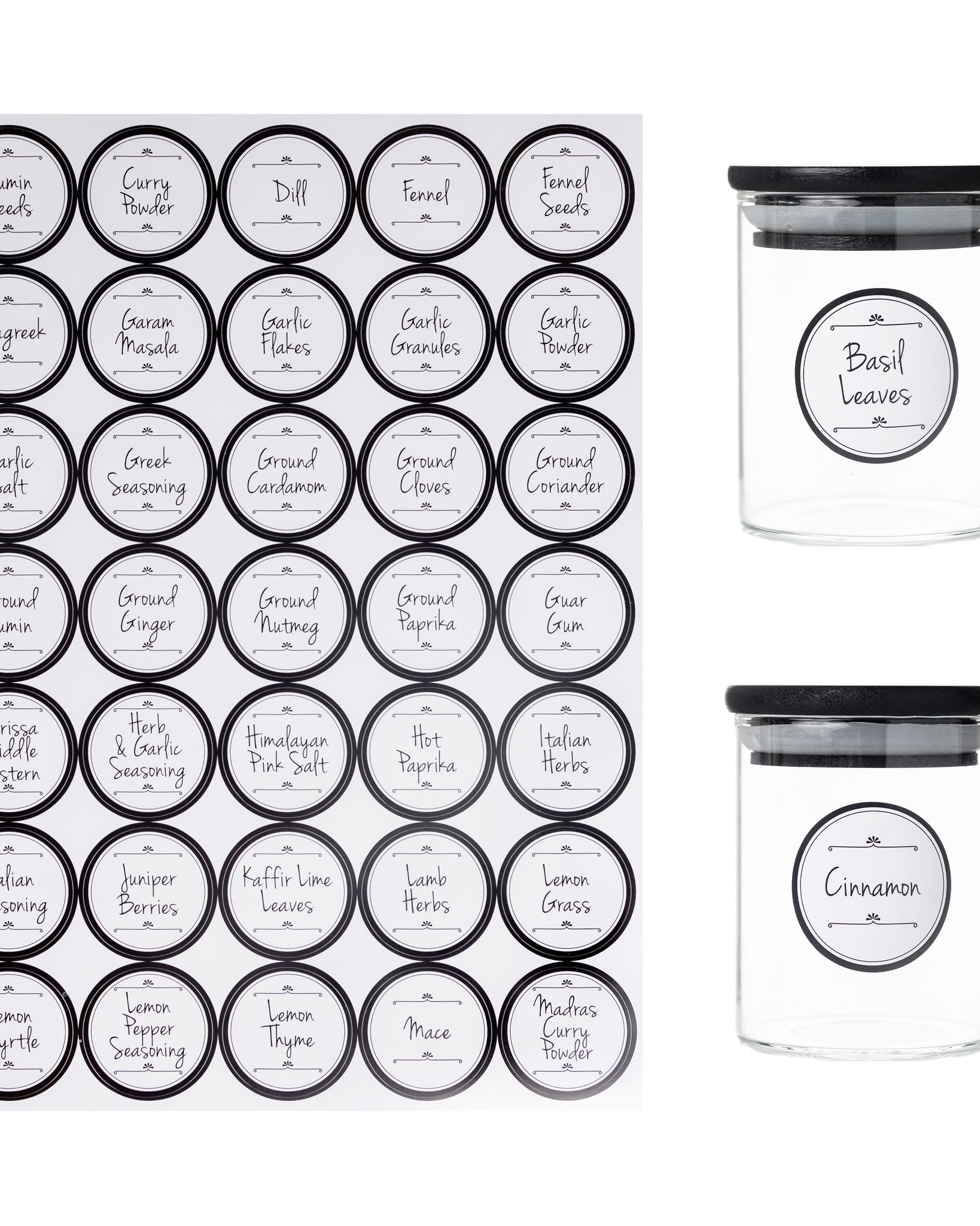 Herb & Spice Jar Labels for organised spice storage with waterproof vinyl.