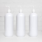 1L white plastic pump bottle front view
