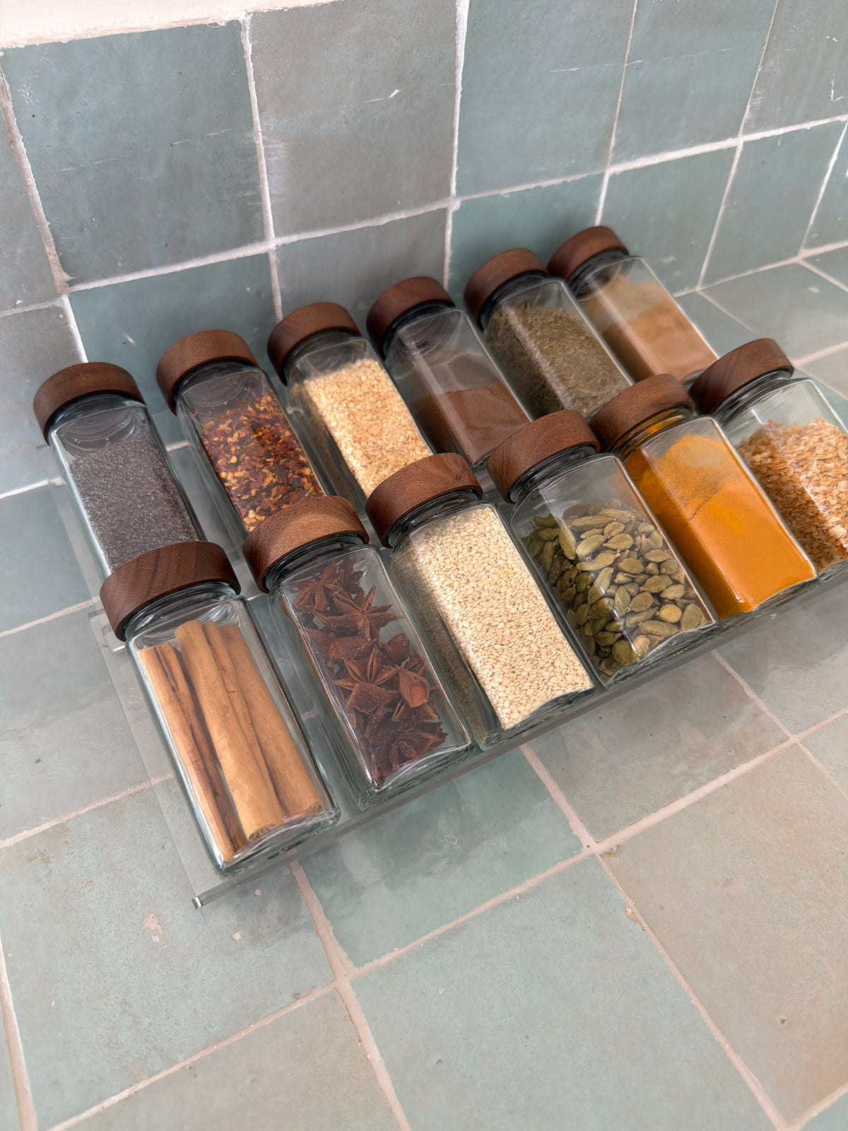 Square Glass Spice Jars