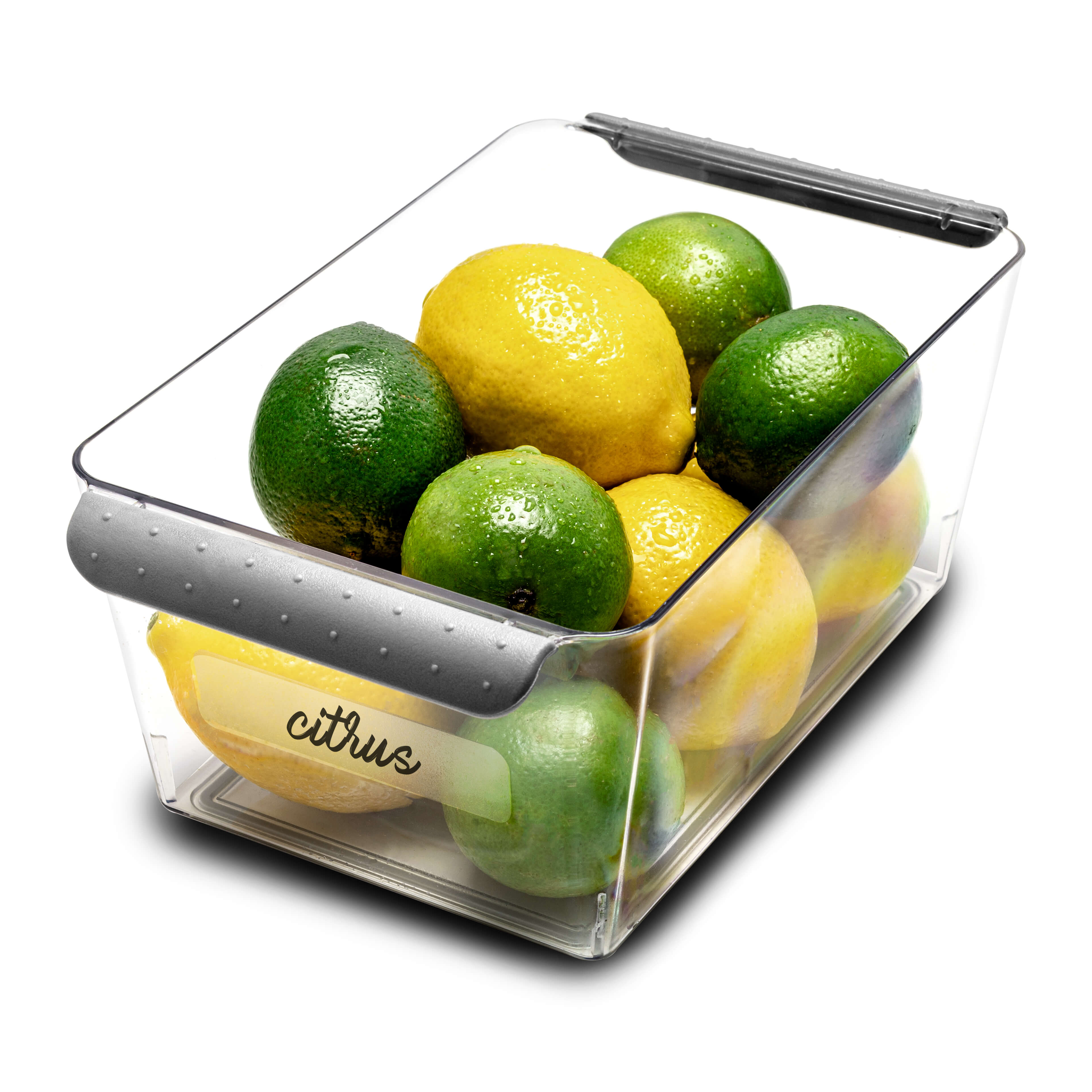 Madesmart® Short Deep Bin - Grey with soft-grip handles and non-slip base for versatile storage.