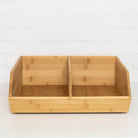 Two-Section Bamboo Storage Organiser – Eco-friendly bamboo organiser with dual compartments for efficient storage