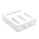 Clear sandwich zip bag organiser showcasing its 4-section design.