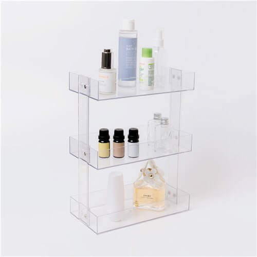 Crystal 3 tier shelf measuring 25cm x 12.5cm x 33cm for stylish home organisation.