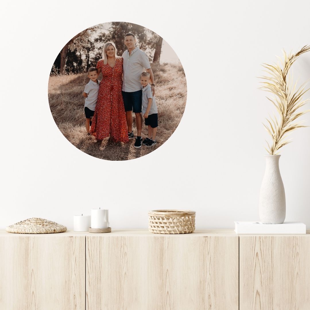 40cm Custom Round Photo Decals for personalising wall art.