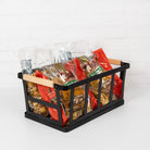 Organise your pantry with storage baskets for cans, sides, and chips.