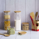 eco-friendly Square Canister with Bamboo Lid, 800ml capacity, ideal for kitchen storage.