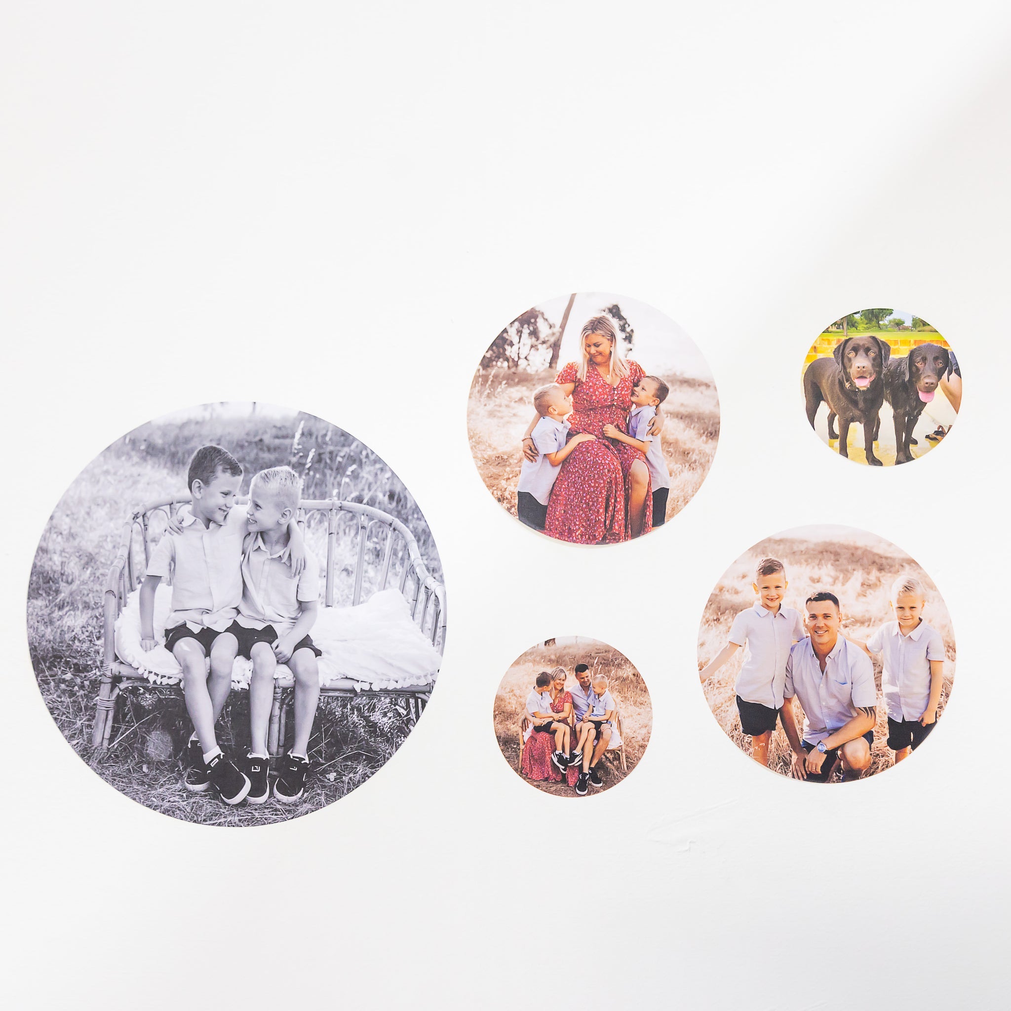 Various fixed sizes of photo wall decals included in the bundle set.