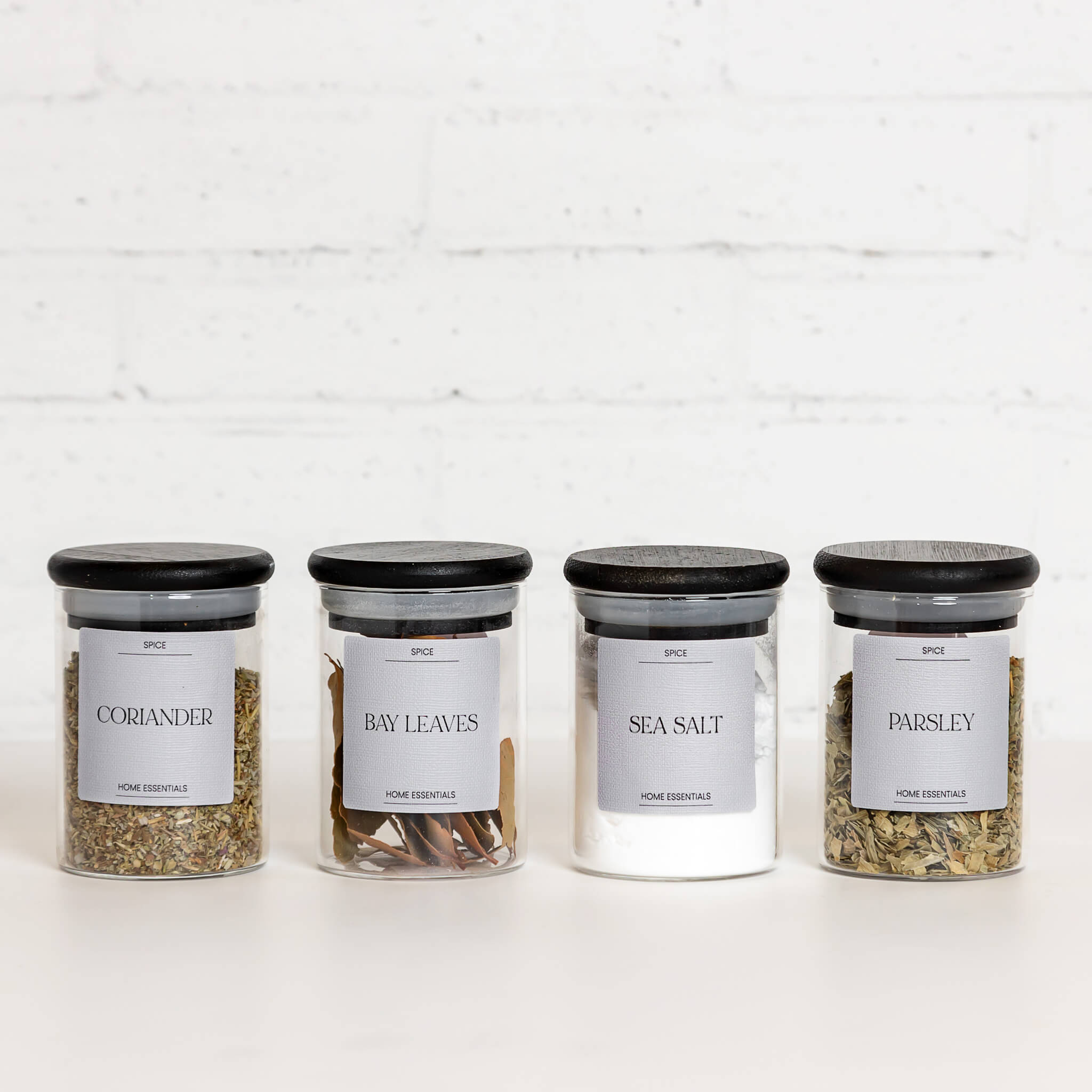 custom grey spice jar sticker labels for cinnamon and oregano fully personalised