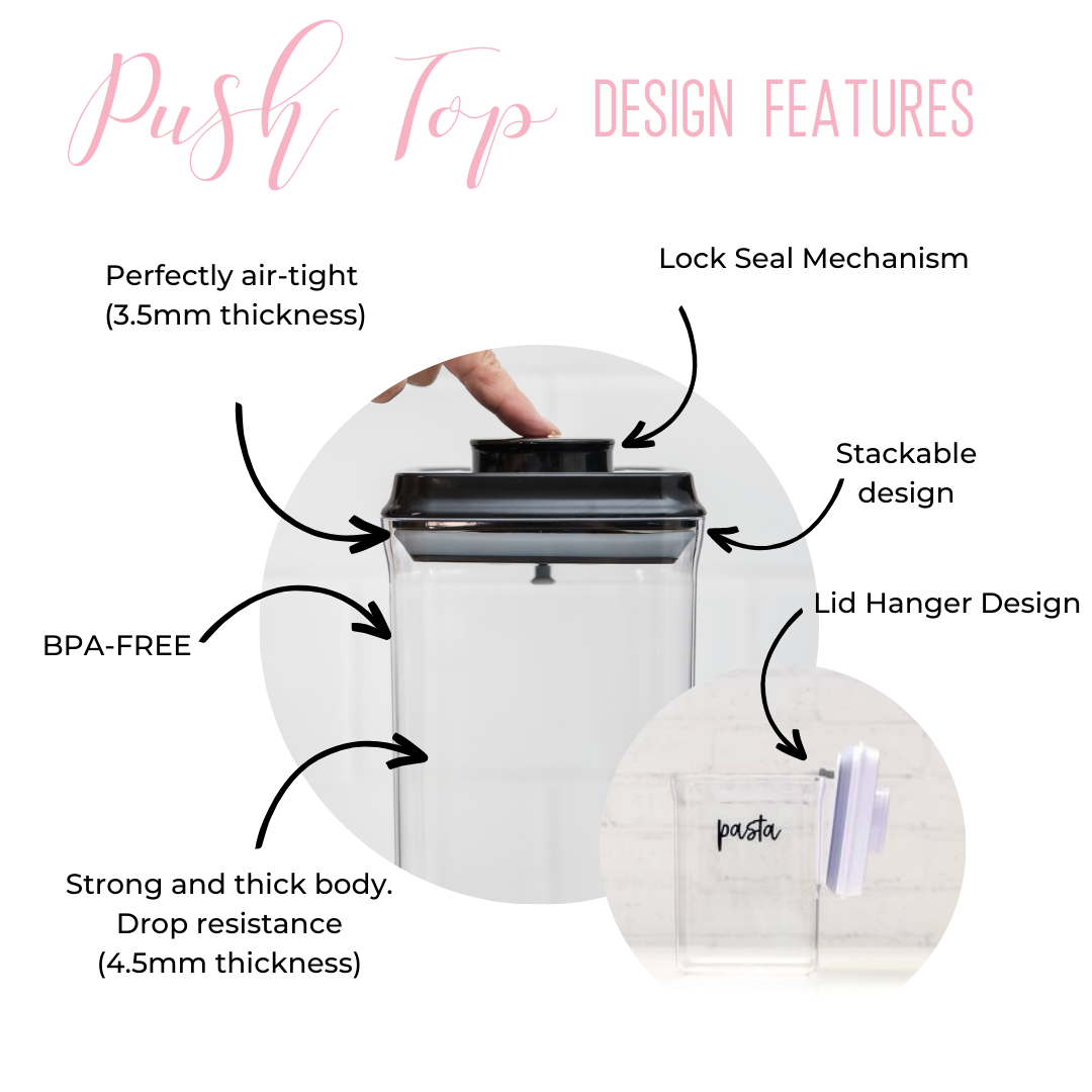 stackable design of the Airtight Push Top Container Bundle for maximised space.