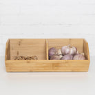 Two-Section Bamboo Storage Organiser – Eco-friendly bamboo organiser with dual compartments for efficient storage.