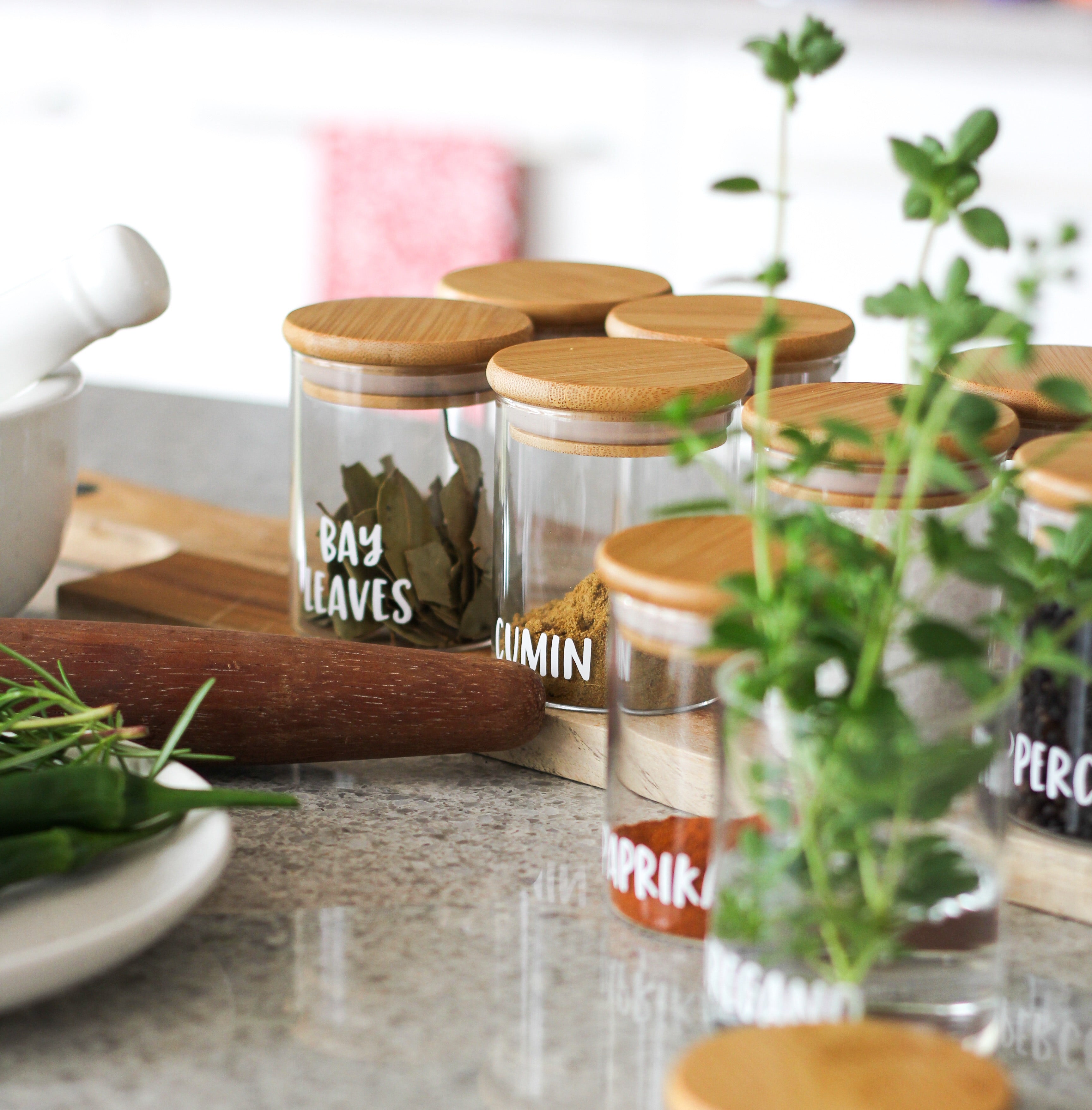 Waterproof vinyl spice labels for long-lasting kitchen organisation.