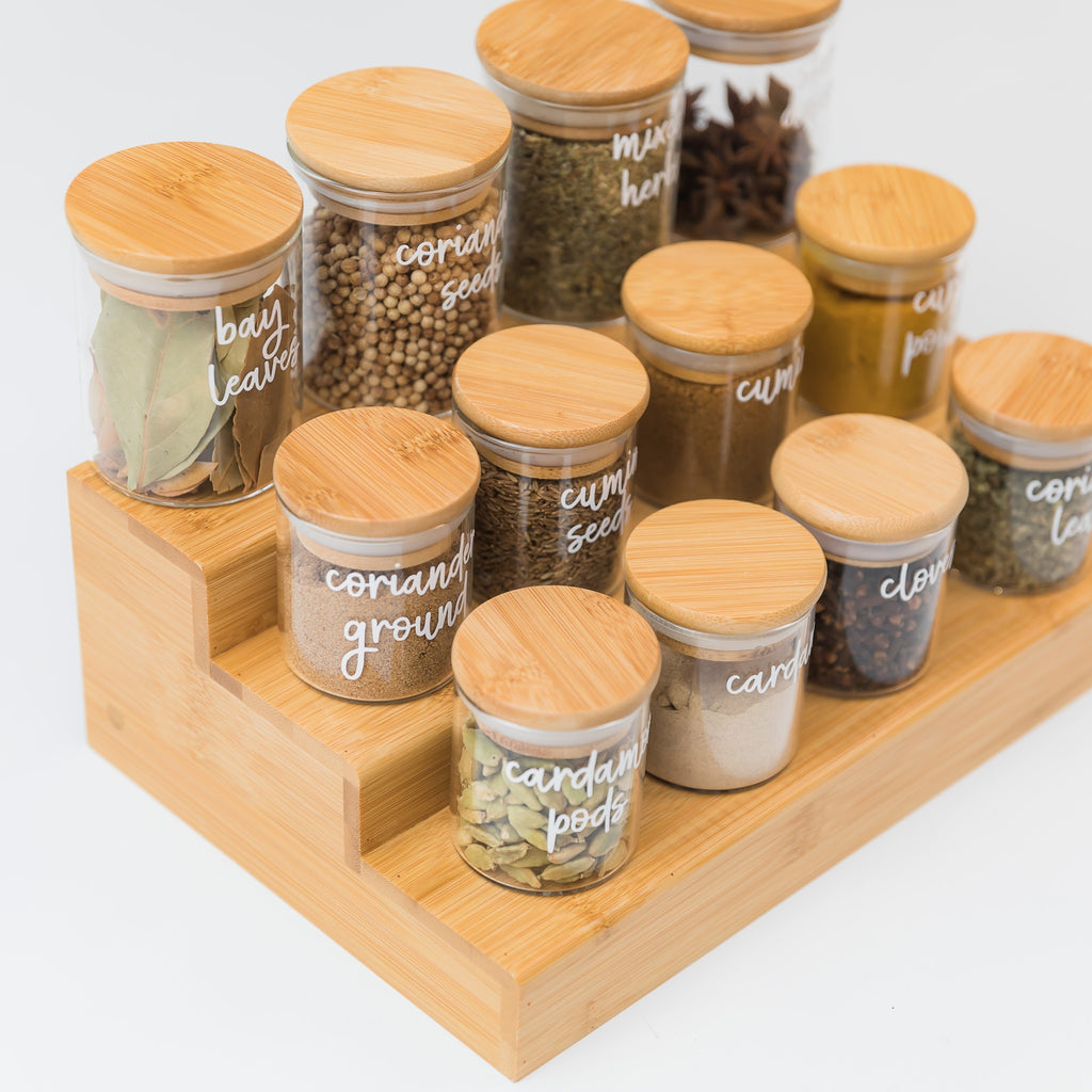 Buy Spice Jars & Containers | Glass Storage / Canisters with bamboo Lid ...