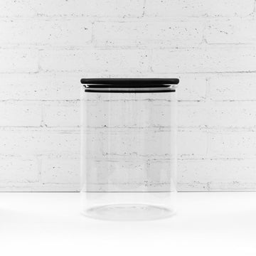 Black Glass Canister Jar