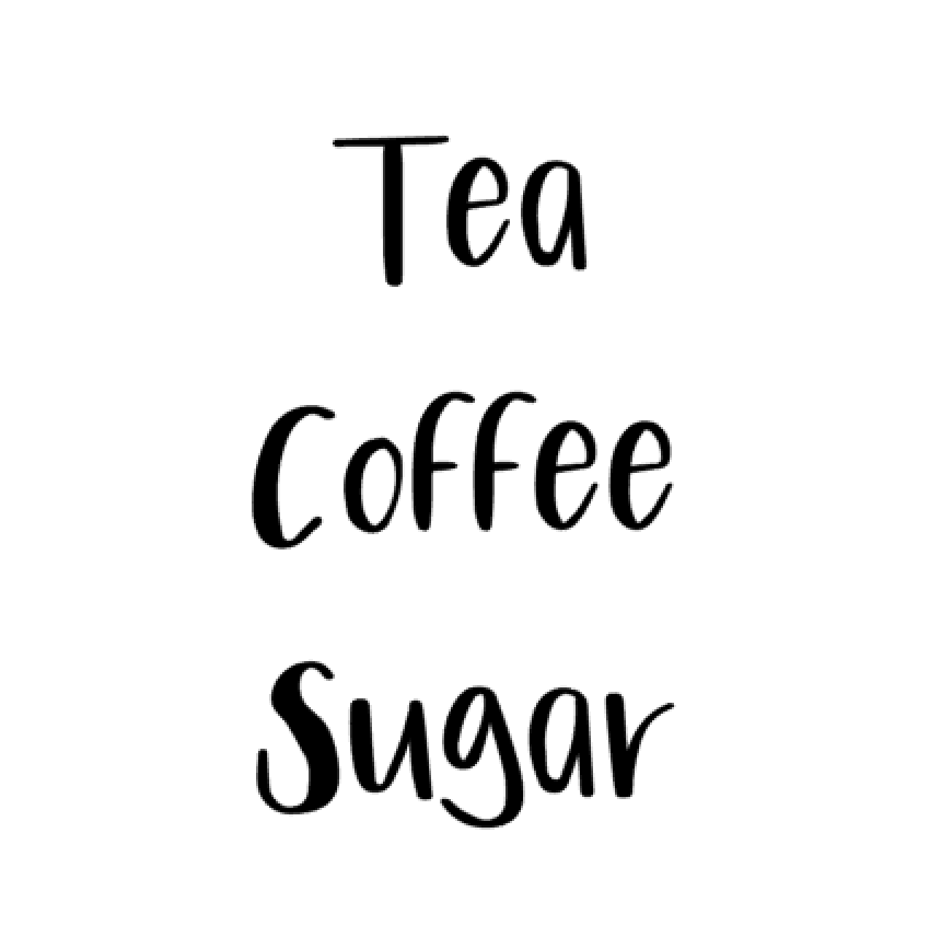 Rose Tea, Coffee Sugar Labels Fonts