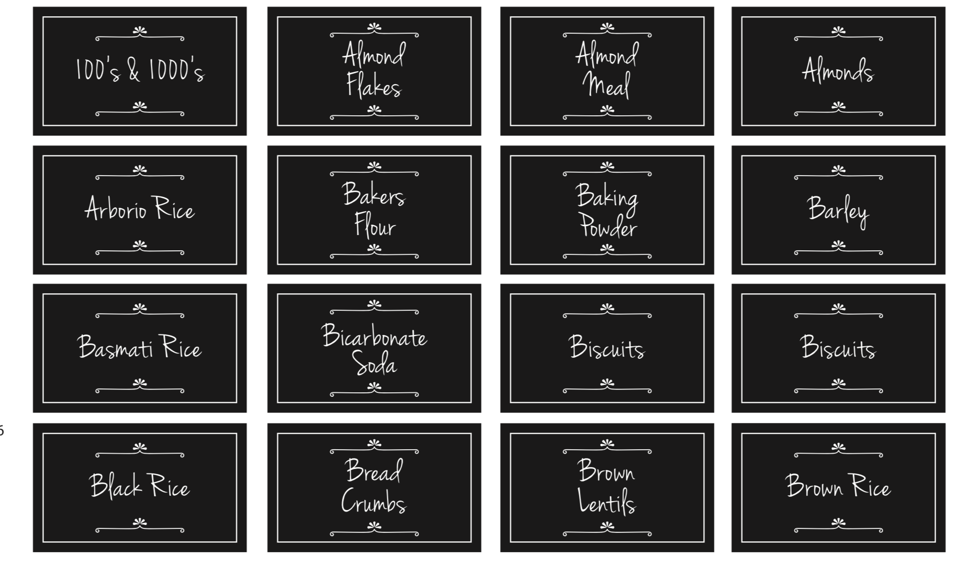 Pack of Pantry Labels - Daisy Black