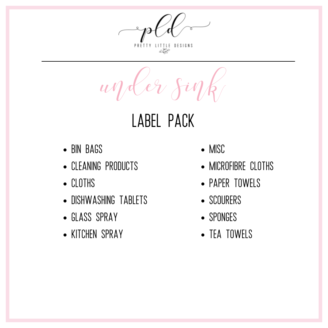Under Sink Label Pack | Pretty Little Designs