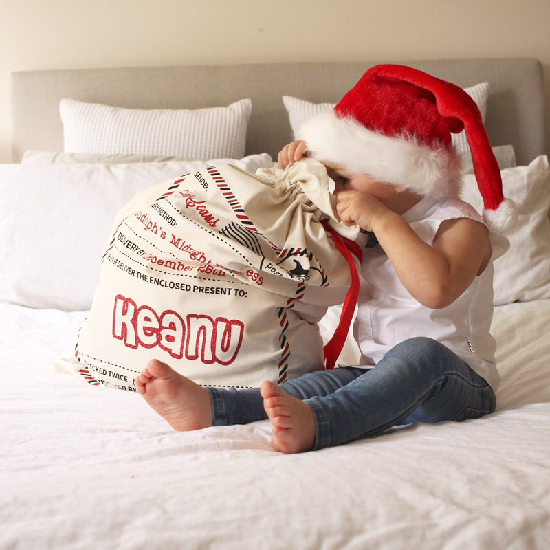 Customisable Christmas Santa sack designed for festive gift storage.