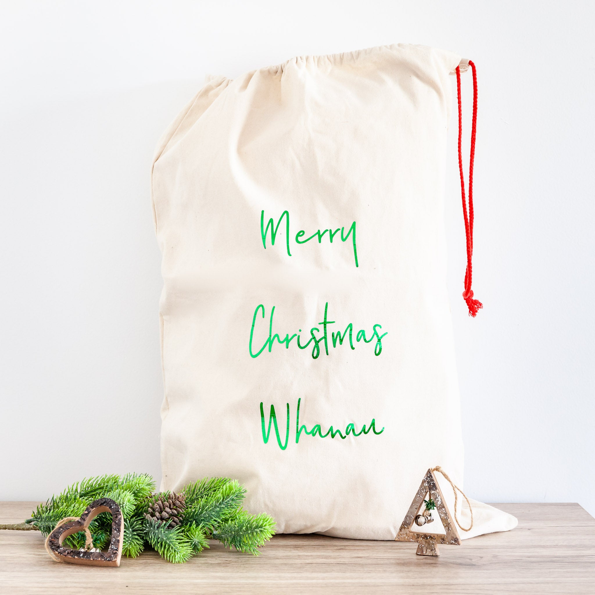 Customisable Merry Christmas Santa sack designed for festive gifting and holiday storage.