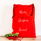 Durable Merry Christmas personalised Santa sack measuring 50cm x 70cm, ideal for holding Christmas gifts.