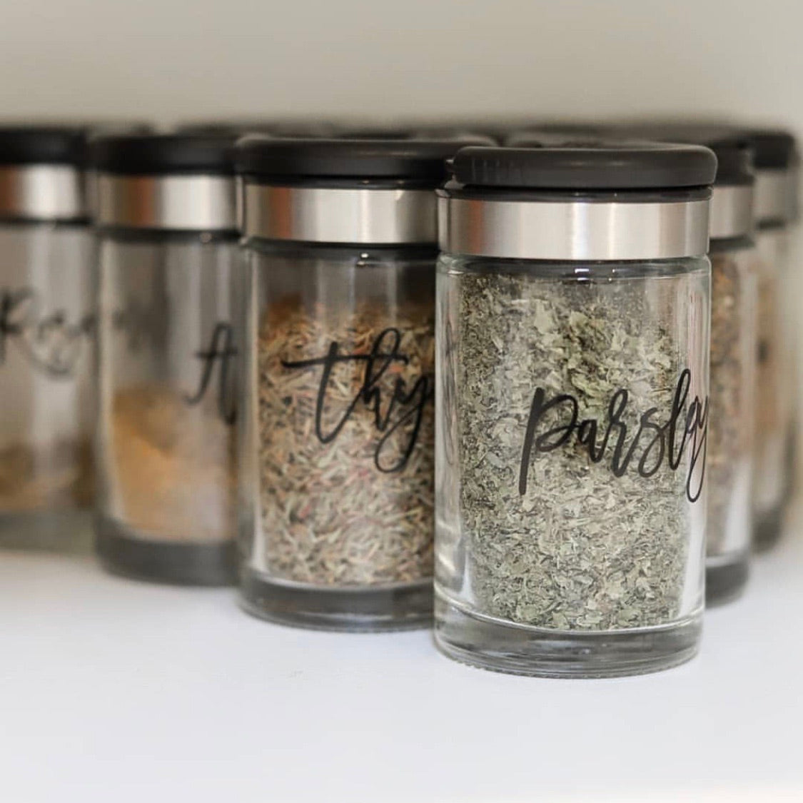 Everyday Essential Spice Labels for organised kitchen and pantry storage.