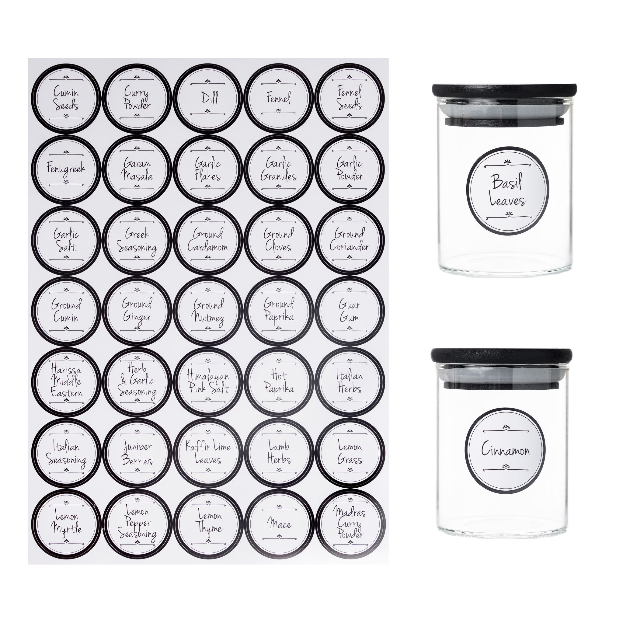 Herb & Spice Jar Labels for organised spice storage with waterproof vinyl.