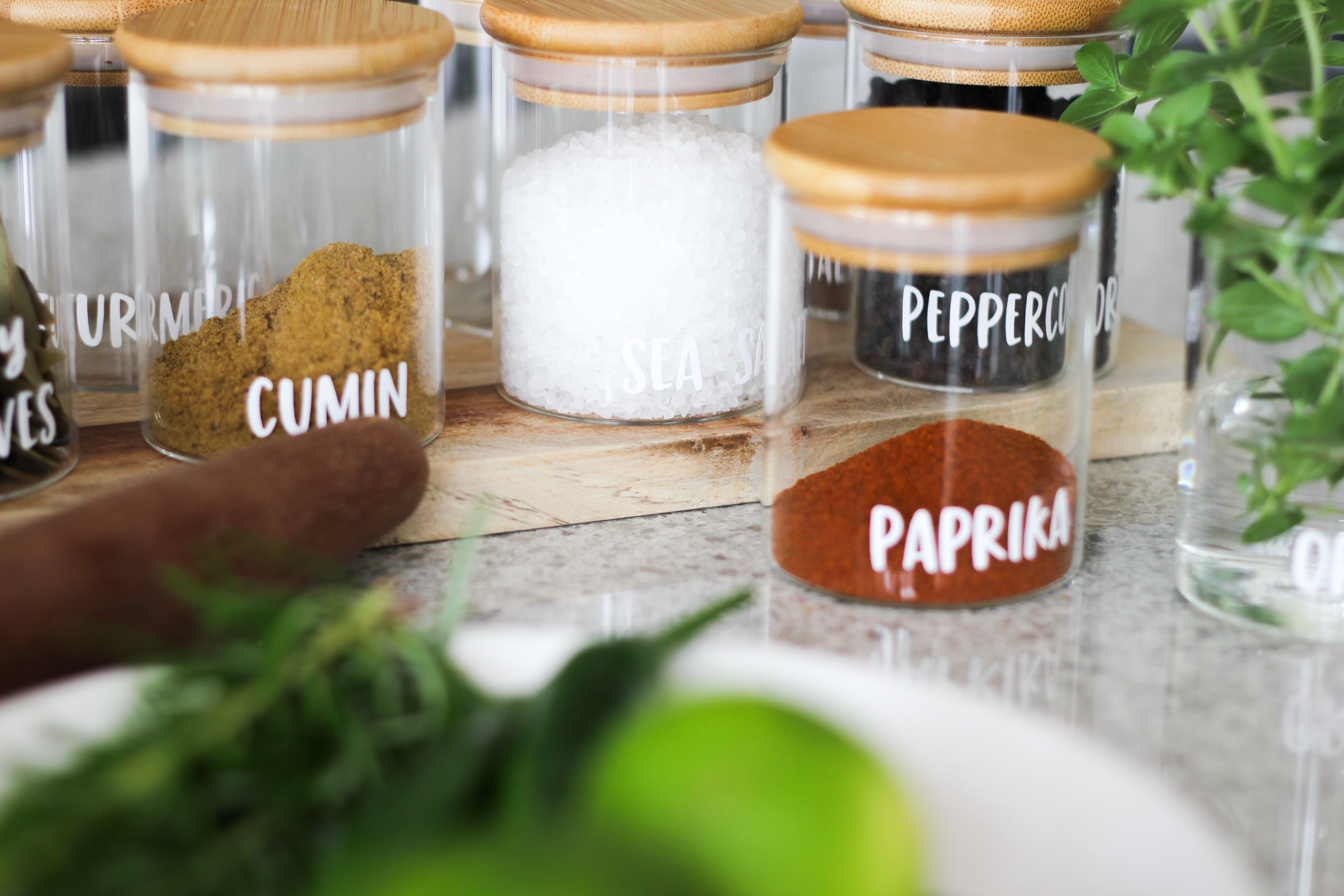 75ml Bamboo Herb and Spice Jars, Kitchen Organisation