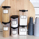 Spice organisation labels for jars, containers, and lids to keep your kitchen tidy and efficient.