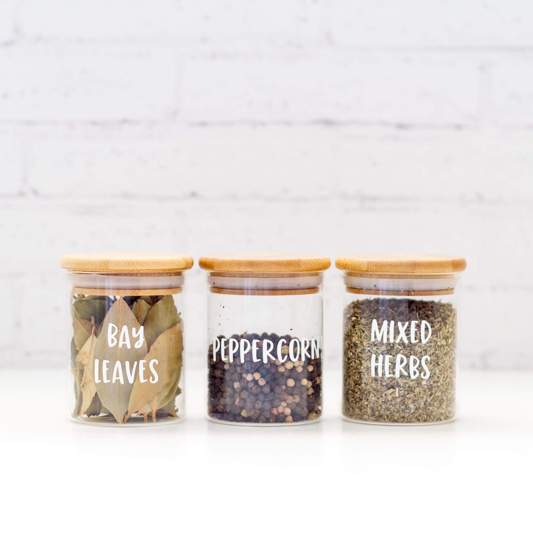 Pantry herb and spice labels for neat and organised kitchen storage.