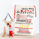 Personalised Christmas Santa sack for storing gifts and festive treats.
