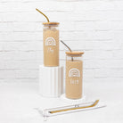 Stylish personalised label for bamboo glass tumblers, perfect for gifting