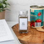 Square Glass Spice Jar with spices inside